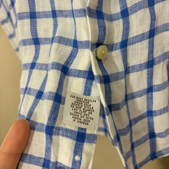 Peter Millar Men's Linen Short Sleeve Shirt Size XL Checked Preppy Boho Casual - Picture 6 of 11
